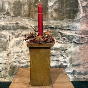 Rustic Red Candle Holder